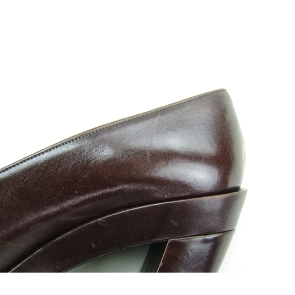 Gucci High Heels Womens Size 7B Brown Leather Square Closed Toe Block Heel - Picture 7 of 8